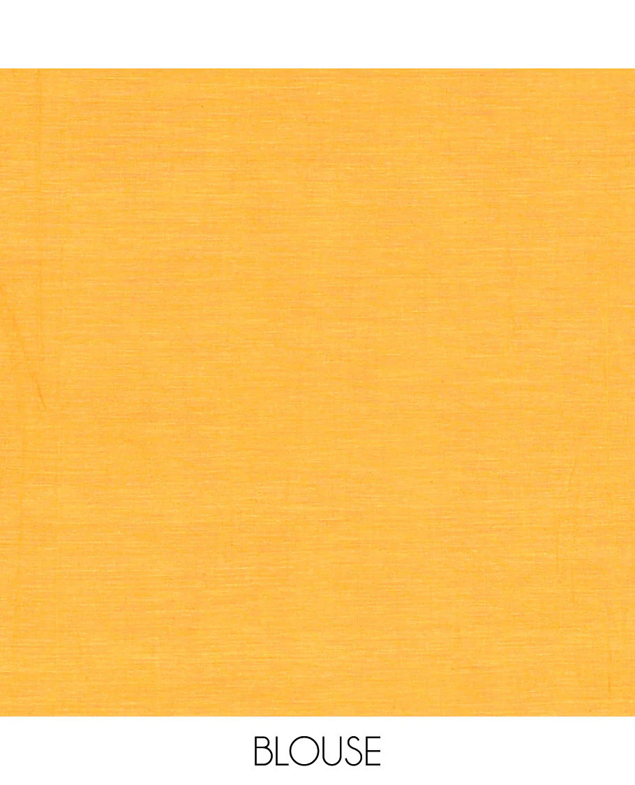 Borderless Orange Khadi Mul Cotton Saree, Artfully Designed with Heart Motifs Embroidery Across Its Body, Pallu mirrors the Same Design, and Paired with a Matching Blouse - Image 3