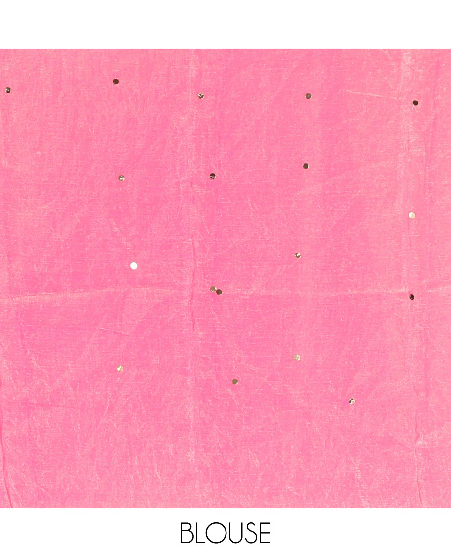 Borderless Pink Fendy Chiffon Saree, Gleamed Up with Sequin Work on Its Body, Highlighted by a Self-Pallu of Sequin Work, and Paired with a Matching Blouse - Image 3