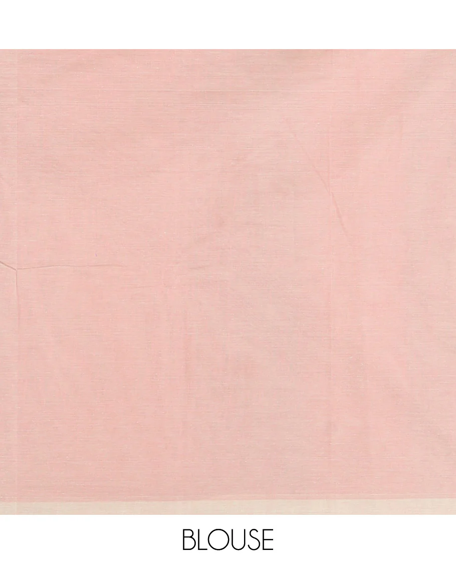 Borderless Rama Negamam Cotton Saree, Subtly Sparkled with Stripes All Over Its Body, a Self-Pallu, and Paired with a Matching Blouse - Image 3