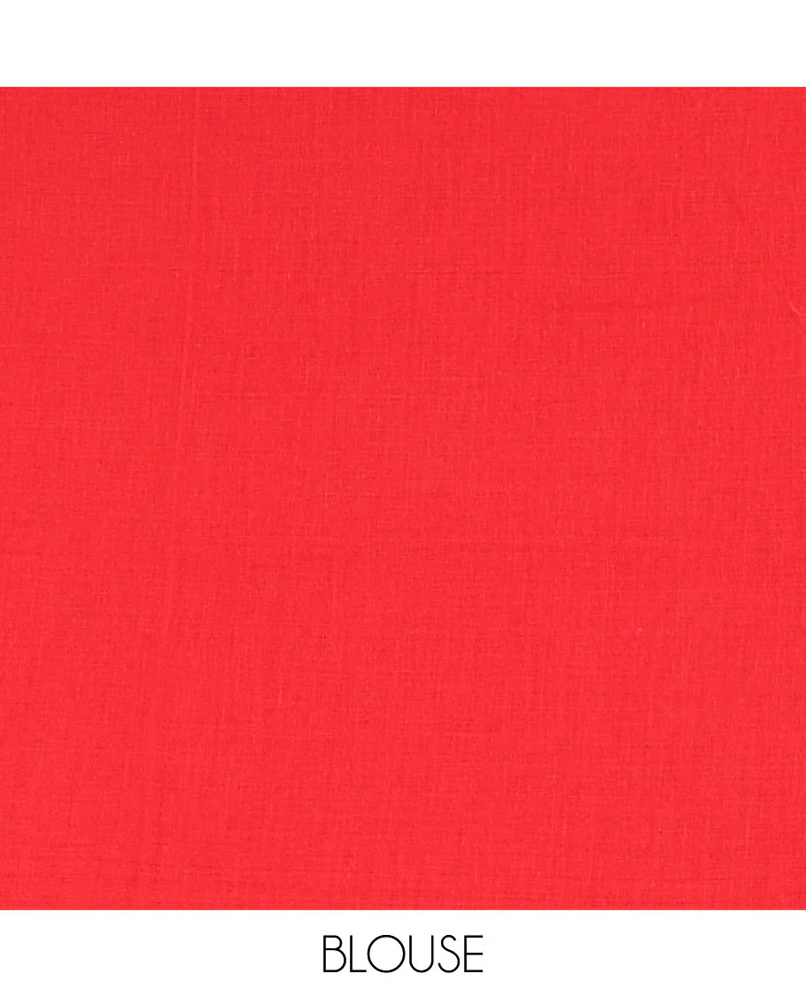 Borderless Red Khadi Mul Cotton Saree, Artfully Designed with Heart Motifs Embroidery Across Its Body, Pallu mirrors the Same Design, and Paired with a Matching Blouse - Image 3