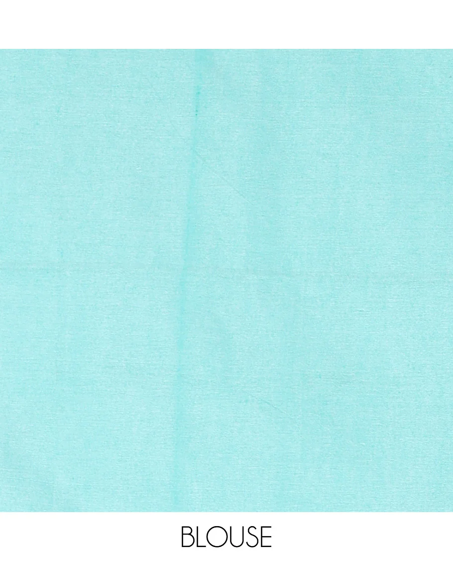 Borderless Sea Green Mul Cotton Saree, Subtly Sparkled With Big Sequins Work On Its Body, a Self-Pallu and Paired with a Matching Blouse - Image 3