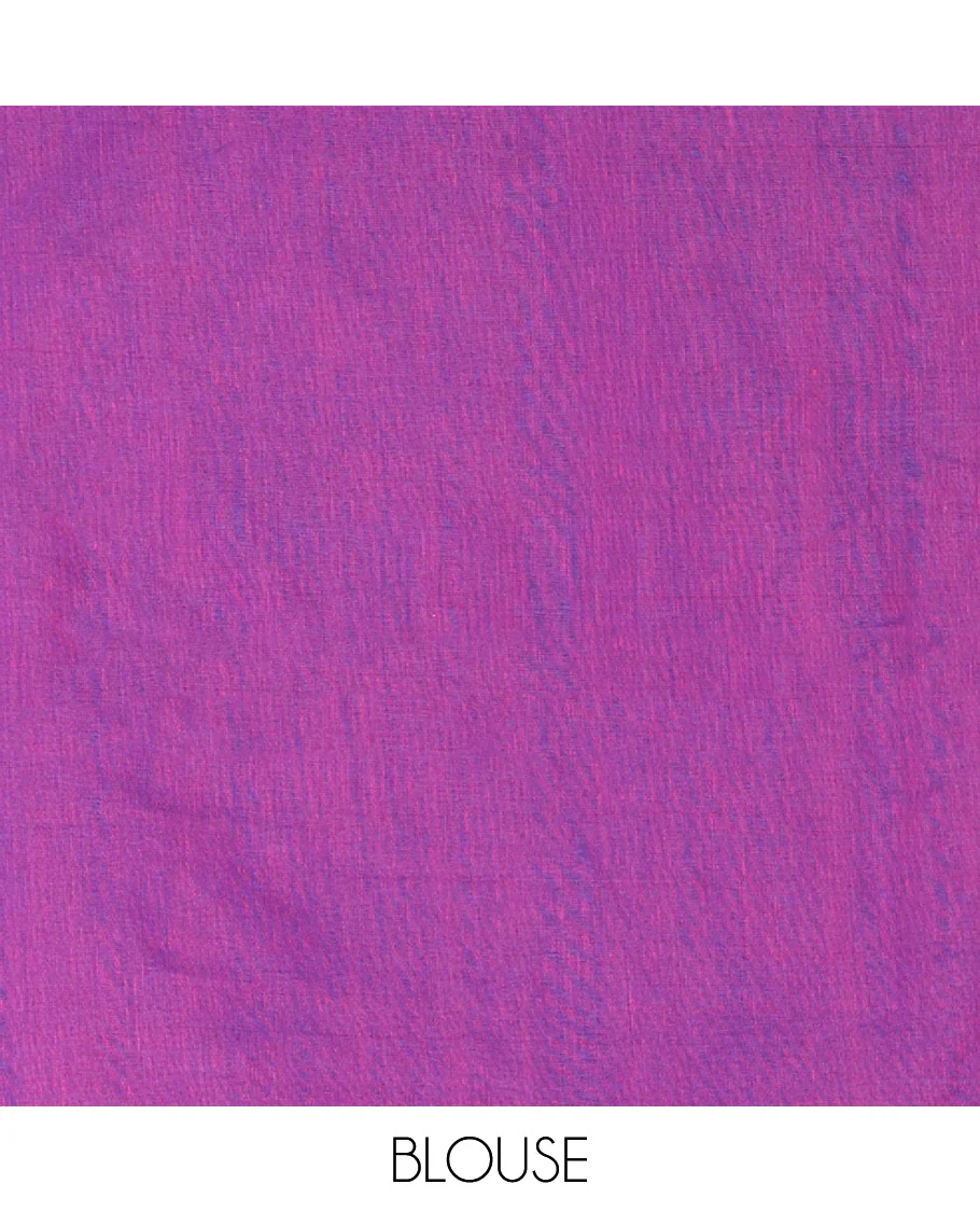 Borderless Violet Mul Cotton Saree, Subtly Sparkled With Big Sequins Work On Its Body, a Self-Pallu and Paired with a Matching Blouse - Image 3