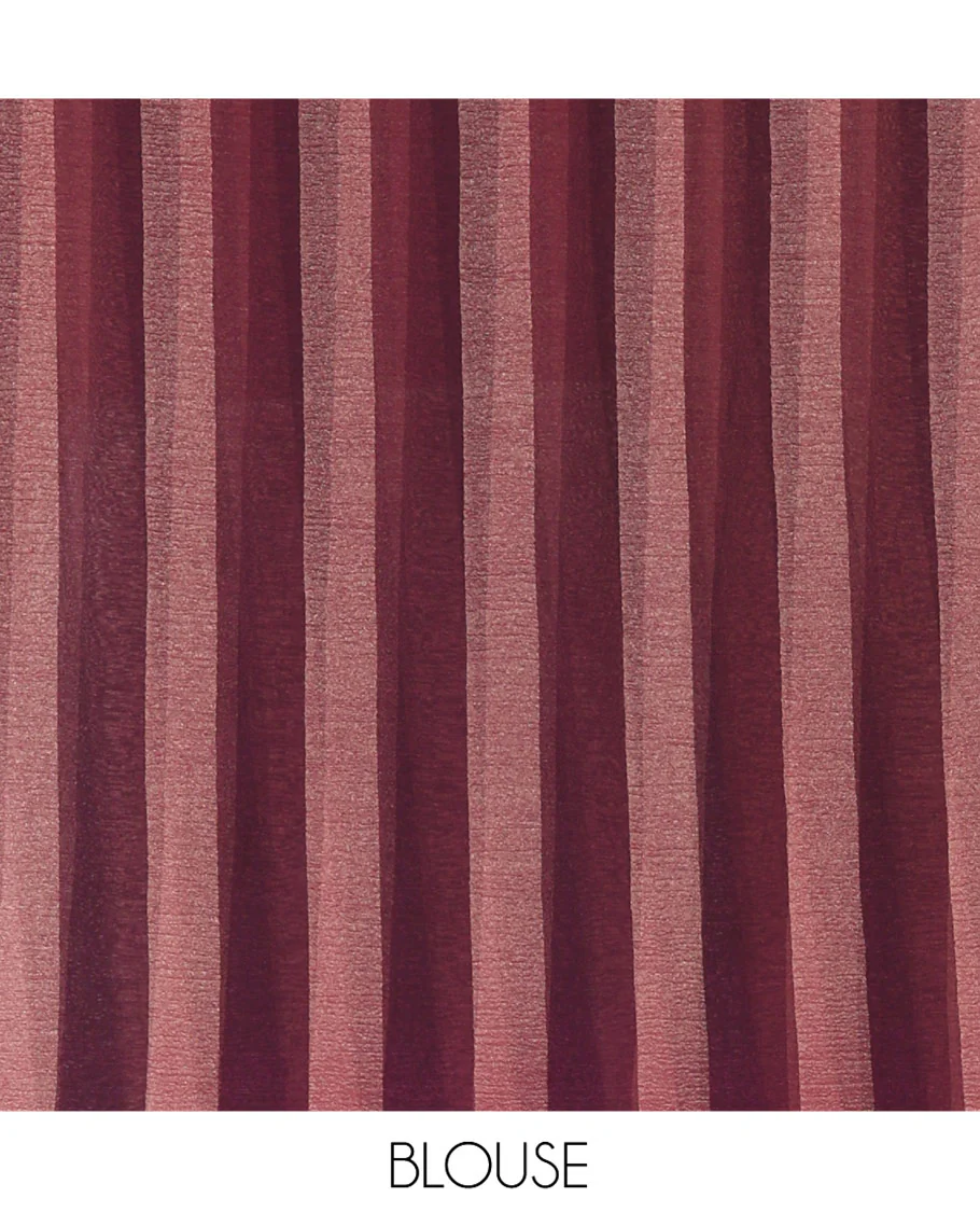 Borderless Wine Light Weight Chiffon Saree, Prettified with Vertical Stripes All Over Its Body, Subtle Self-Pallu, and Paired with a Matching Blouse - Image 3