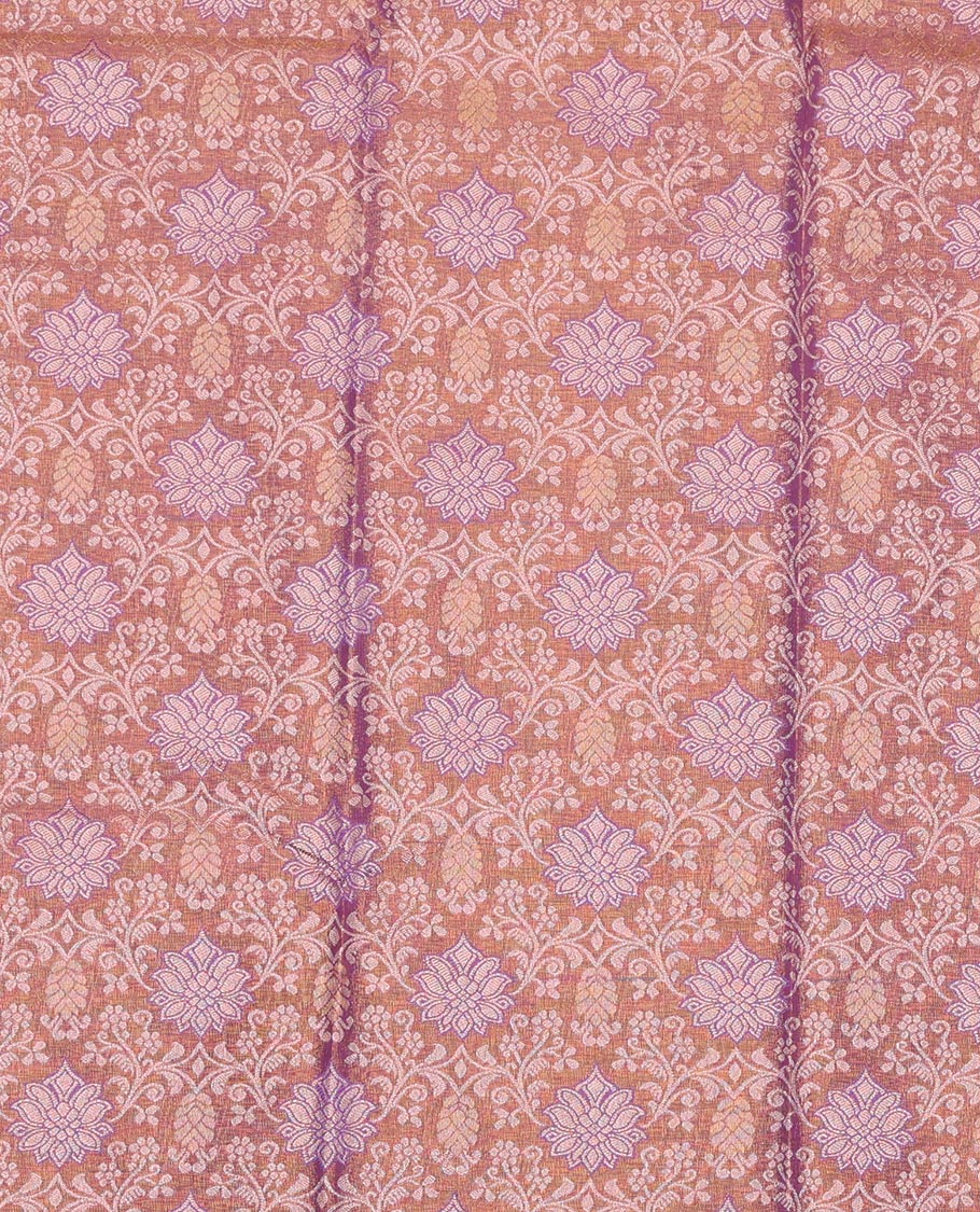 Brown Art Silk Pavadai Material Set, Beautifully Accentuated with Jacquard Design on Its Skirt, Complemented by a Contrast Traditional Zari Design Border, and Paired with a Matching Blouse - Image 3