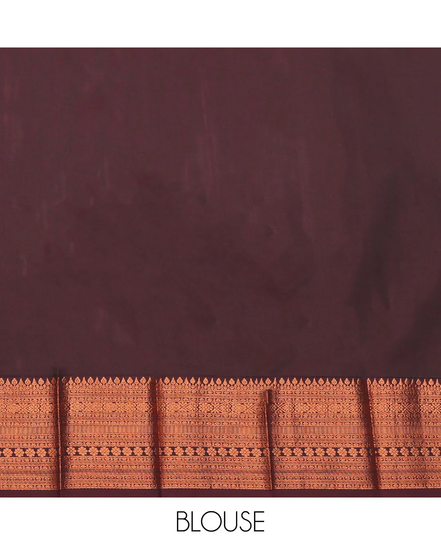 Brown Budget Silk Saree, Embellished with Zari Buttas and Checks All Over Its Body, Highlighted by a Traditional Zari Design Border, Grand Pallu, and Paired with a Matching Blouse - Image 4
