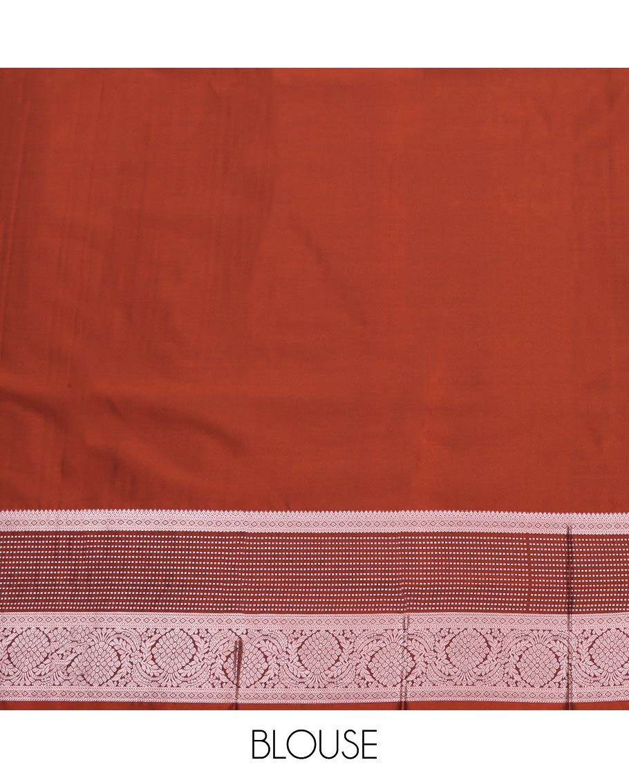 Brown Budget Silk Saree, Highlighted by Zari Buttas All Over Its Body, Highlighted by a Traditional Zari Design Border, Intricately Designed Pallu, and Paired with a Matching Blouse - Image 4