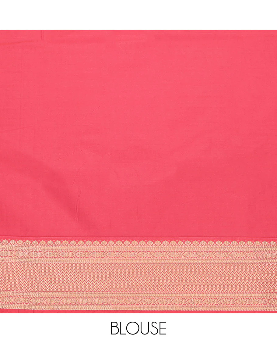 Brown Budget Silk Saree, Masterfully Woven with Zari Buttas and Stripes on Its Body, Complemented by a Contrast Traditional Zari Design Border, Jaal-Patterned Pallu, and Paired with a Contrast Blouse - Image 4