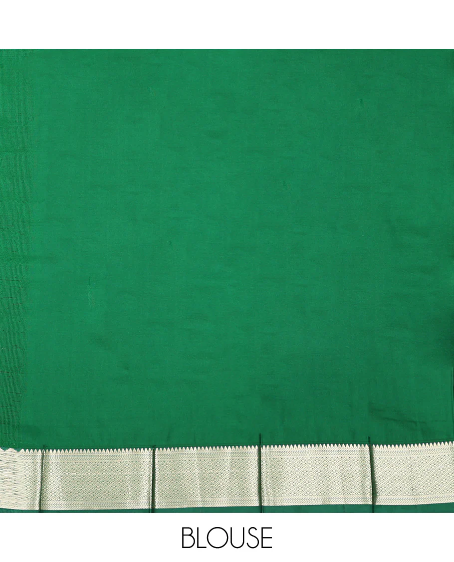 Brown Budget Silk Saree, Opulently Embellished with Zari Buttas, Complemented by a Contrast Traditional Zari Design Border, Grand Floral Design Pallu, and Paired with a Contrast Blouse - Image 4