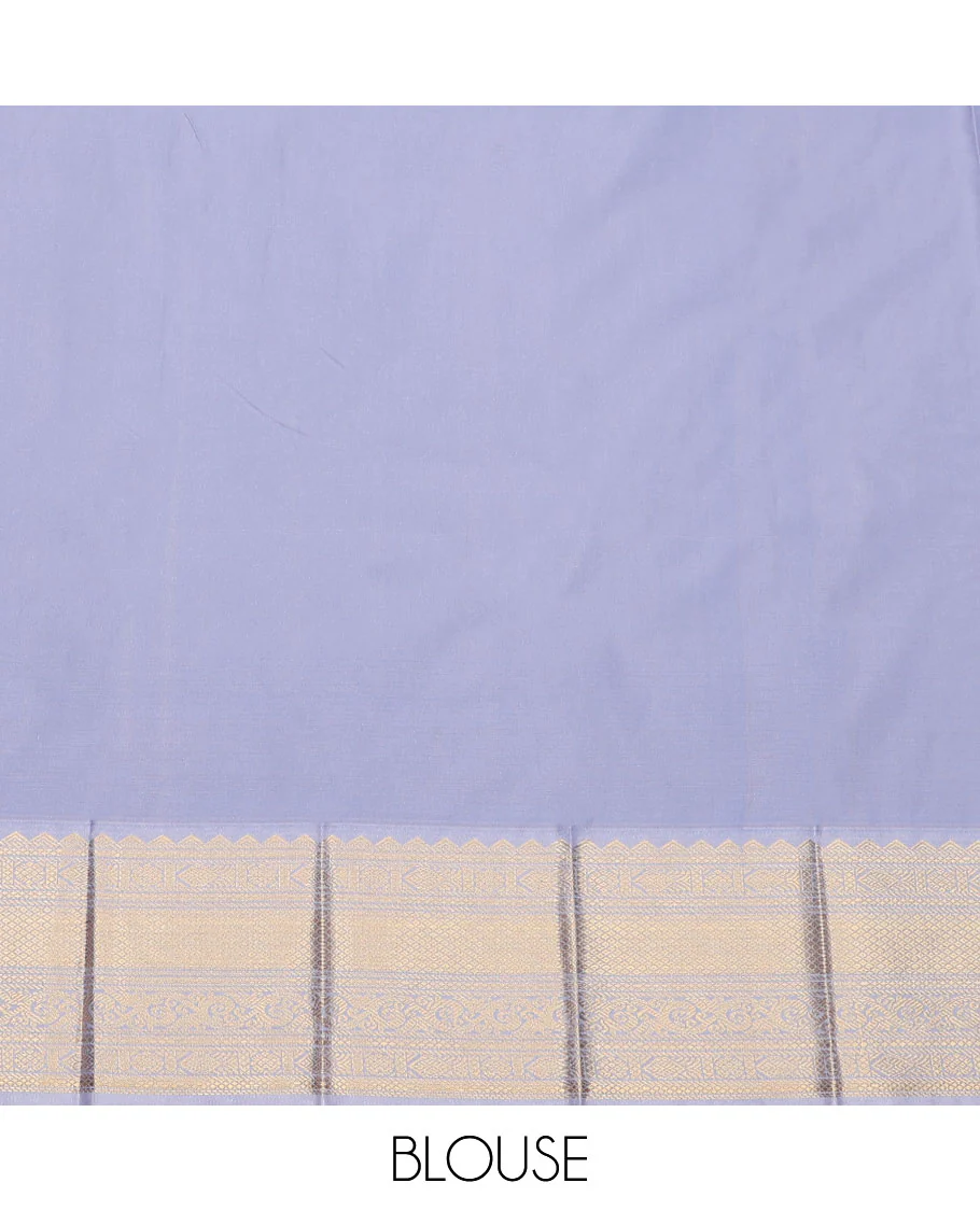 Brown Budget Silk Saree, Spotlighted with Zari Buttas and Zari Checks on Its Body, Complemented by a Contrast Traditional Zari Design Border, Grand Jaal Pallu, and Paired with a Contrast Blouse - Image 4