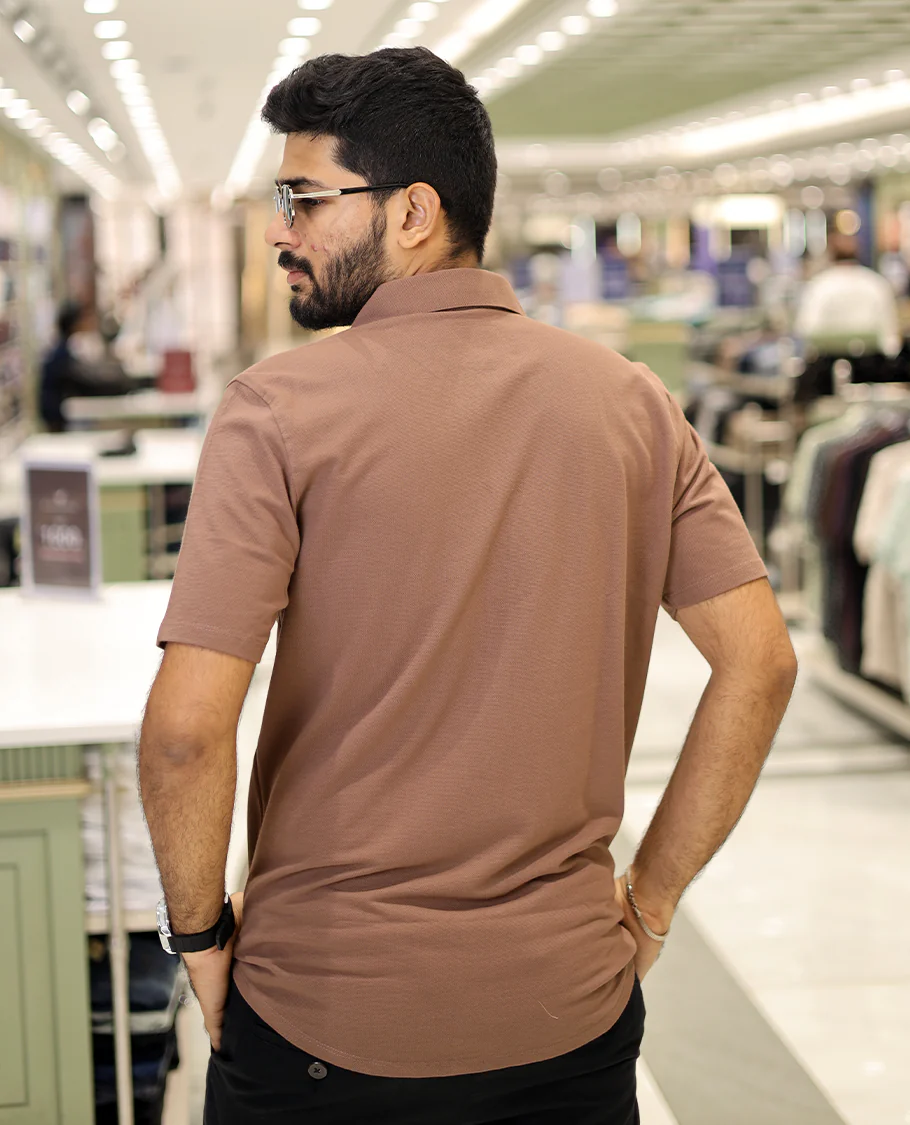 Brown Cotton-Blended Casual Shirt, Comes with a Geometric Print, Half-Sleeves, Spread Collar, Regular Fit, and Regular Length - Image 4