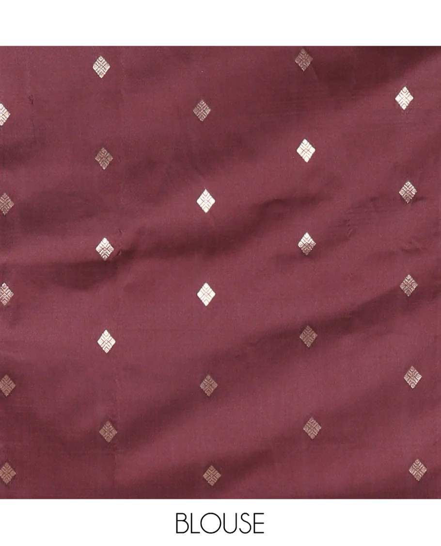 Brown Kanchi Soft Silk Saree, Artfully Woven with Peacock Zari Buttas All Over Its Body, Highlighted by Traditional Zari Design Border, Grand Jaal Pallu, and Paired with a Matching Blouse - Image 3