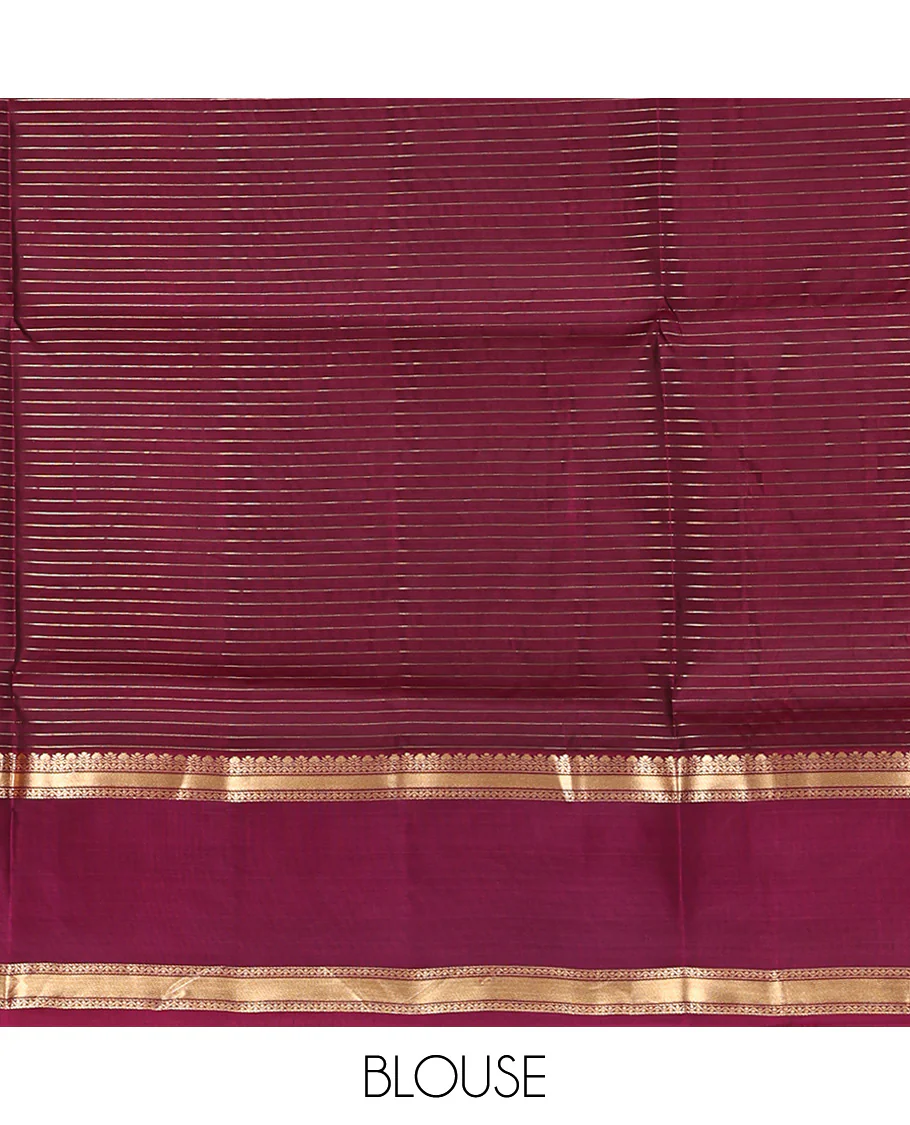 Brown Mayuri Lite Silk Mix Saree, Dazzled with Zari Checked Design All Over Its Body, Complemented by a Contrast Rettai Pettu Traditional Design Border, Pallu of Jaal Designs, and Paired with a Contrast Blouse - Image 6