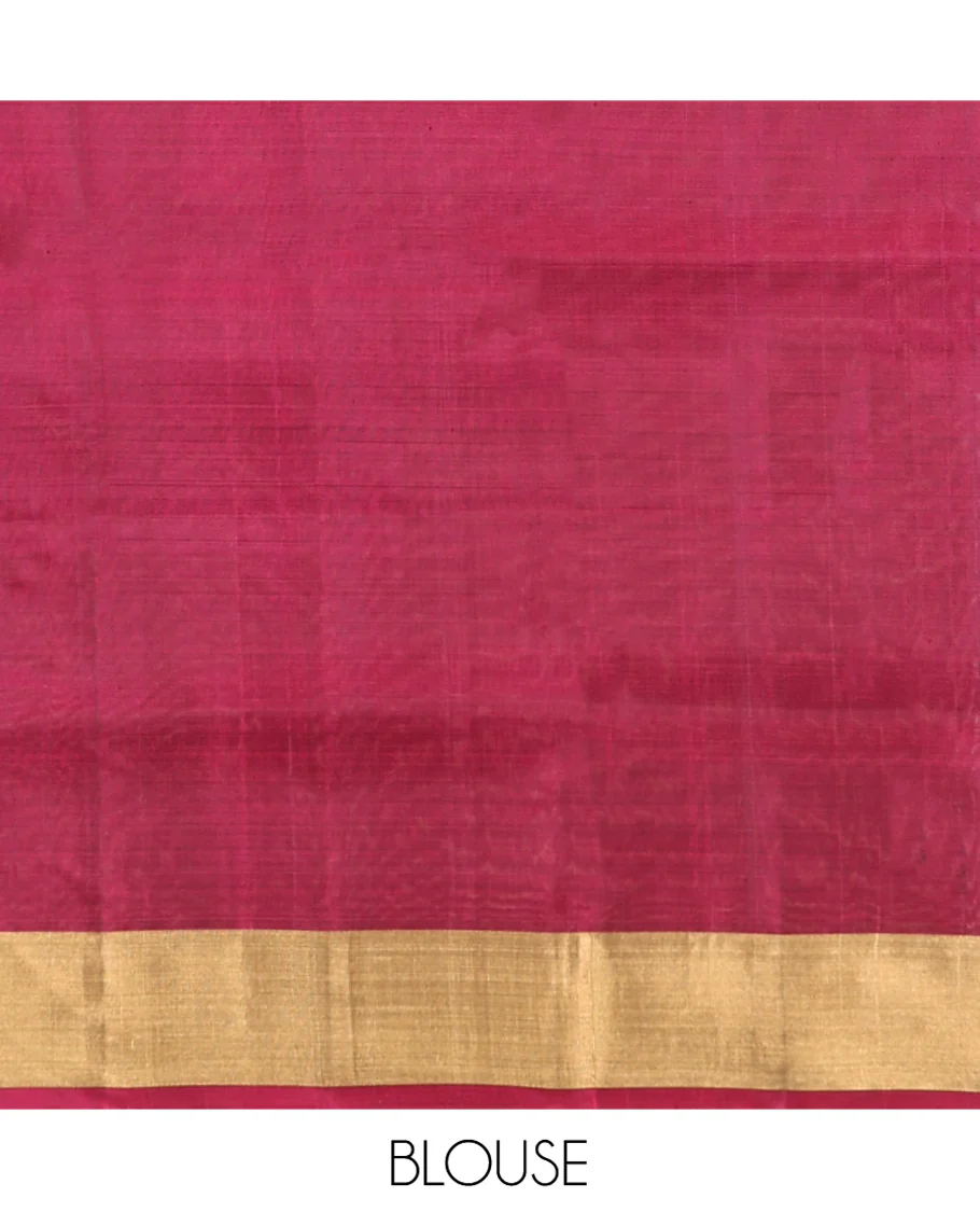 Brown Mayuri Lite Silk Mix Saree, Sparsely Woven with Butterfly Buttas on Its Body, Highlighted by Zari Bavanji Border, Complemented by a Contrast Pallu of Chevron Designs, and Paired with a Contrast Blouse - Image 6