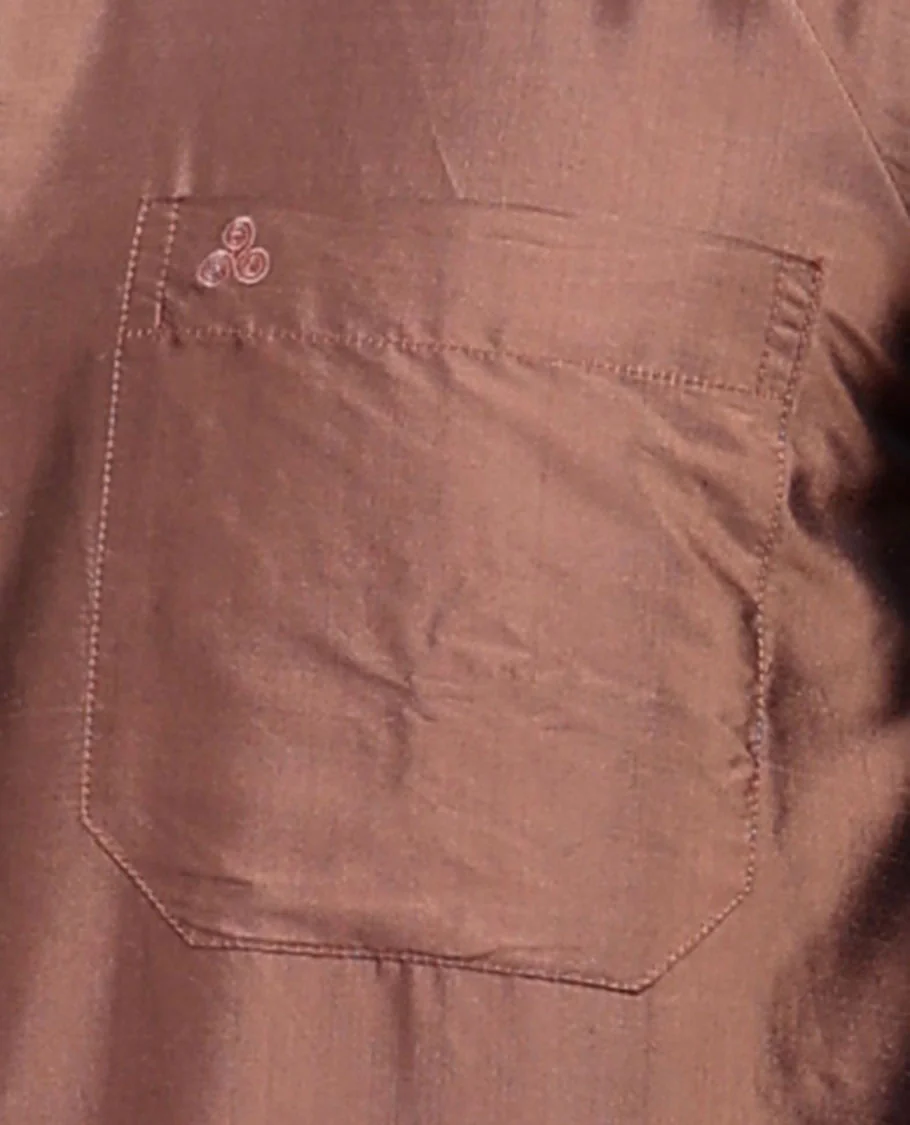 Brown plain design full-sleeve pure-silk shirt - Image 23