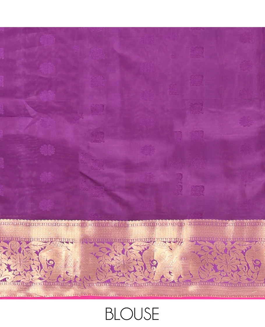 Brown Vasundhara Lite Silk Mix Saree, Subtly Sparkled With Zari Buttas All Over Its Body, Complemented by Mayil Kann And Yaanai Designs, Grand Jaal Pallu and Paired with a Contrast Blouse - Image 6