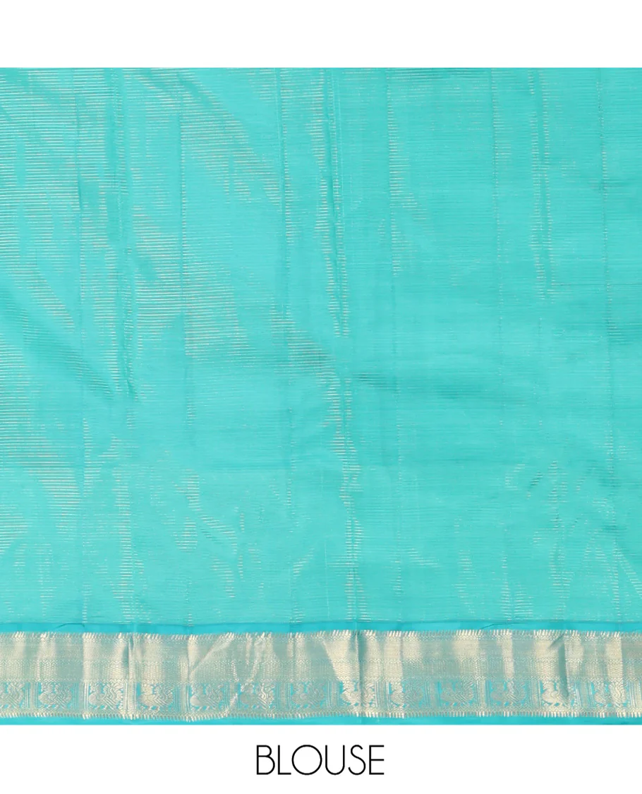 Brown Vasundhara Silk Saree, Charmingly Accented with Stripes and Zari Buttas All Over Its Body, Complemented by a Contrast Border of Rekku, Neli, Kuyil Kann, and Mayil Designs, Grand Jaal Pallu, and Paired with a Contrast Blouse - Image 6