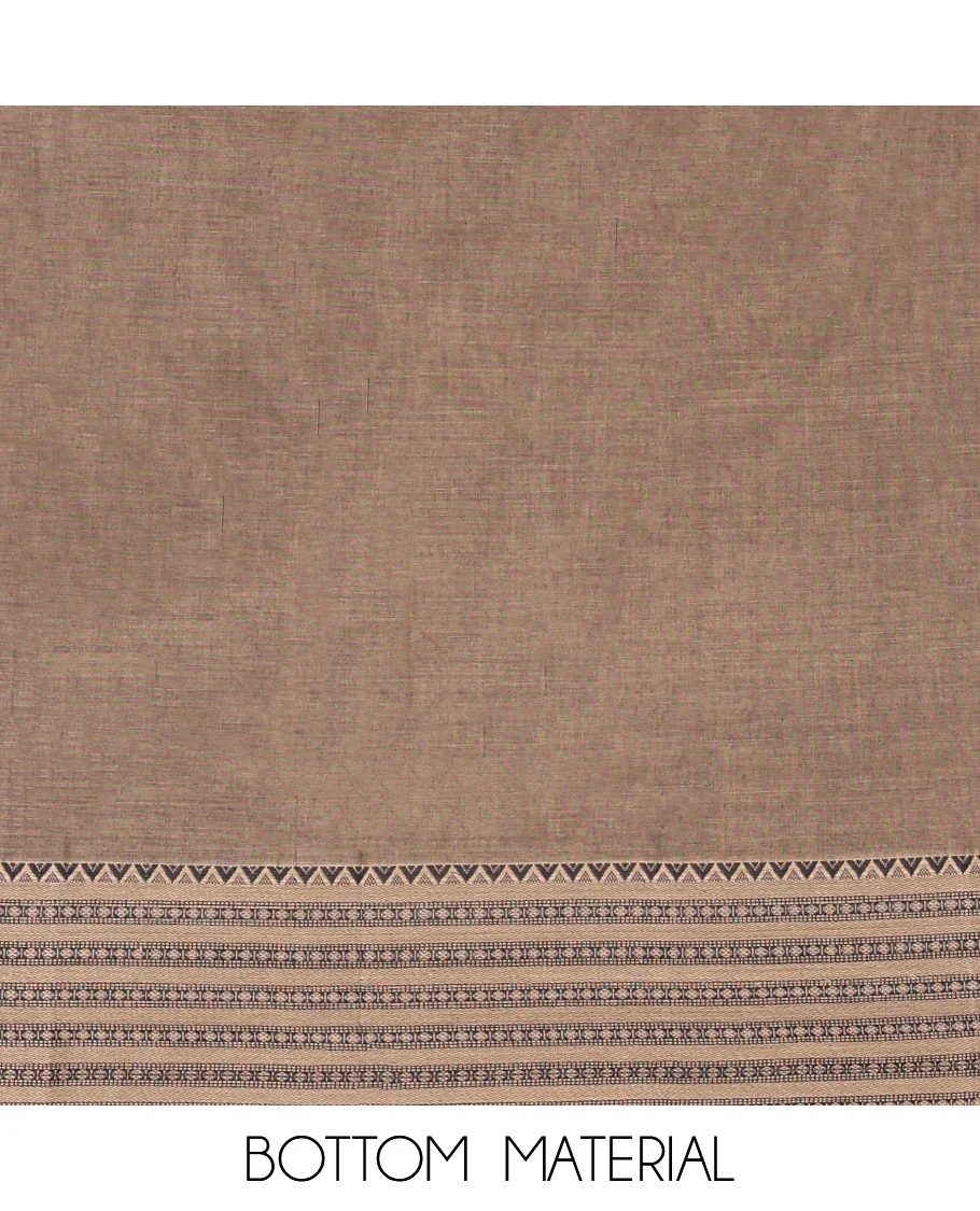 Chikku Mercerised Cotton Material Churidar Set, Subtly Made Plain with Traditional Bordered Top, a Mercerised Cotton Bottom, and Paired with a Mercerised Cotton Traditional Bordered Dupatta - Image 5