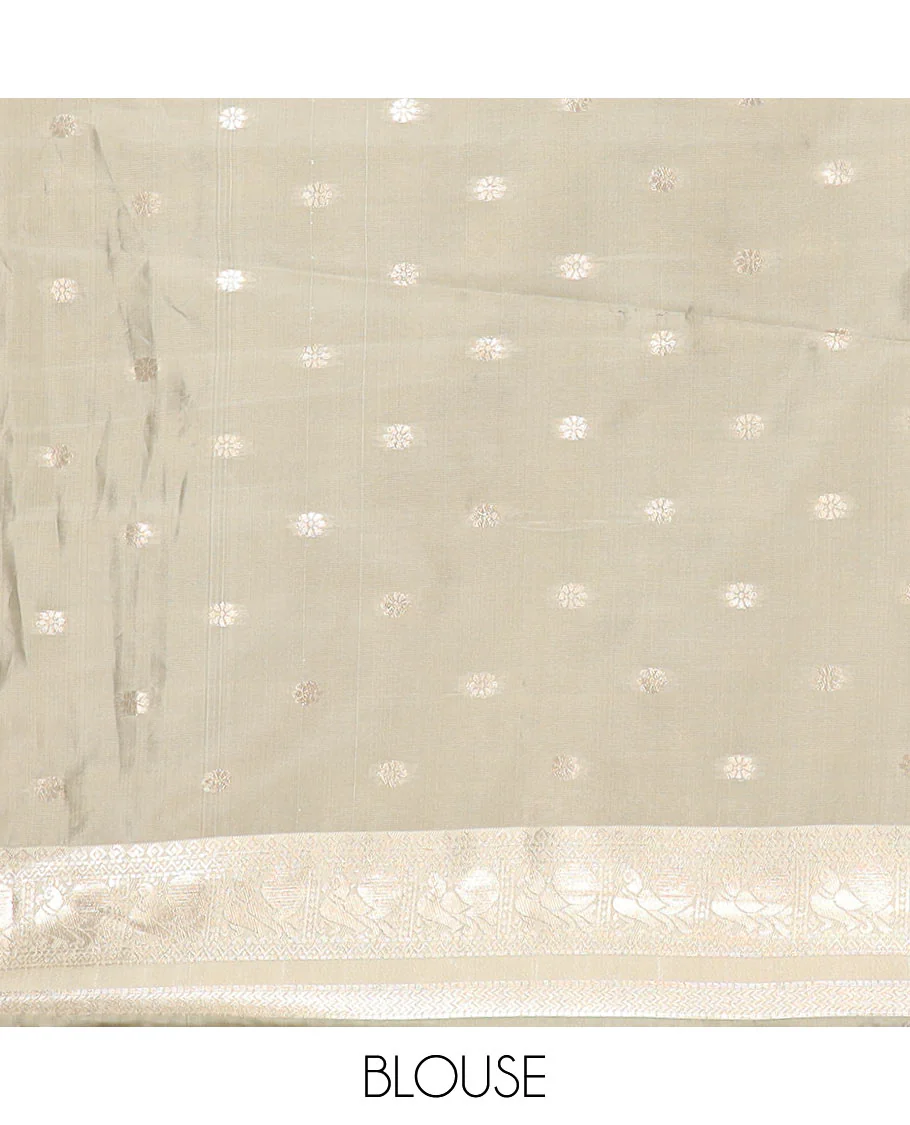 Coffee Brown Litchi Saree Decorated with Peacock Chakram Butta Enclosed Zari Checks, Complemented by a Contrast Rettai Pettu Border of Peacock Designs, Intricately Woven Pallu Steeped with Peacock Designs, and Paired with a Contrast Blouse - Image 4