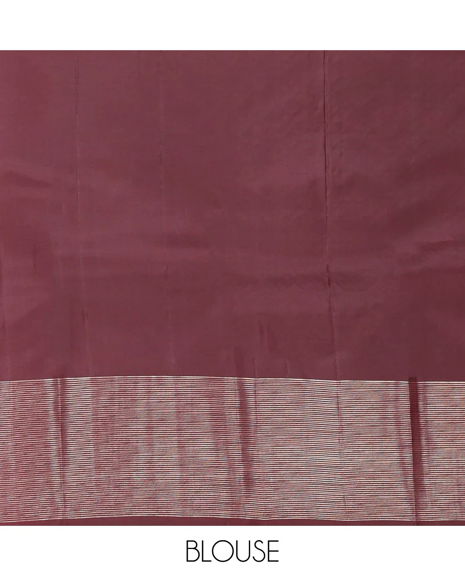 Coffee Brown Vasundhara Silk Saree, Finely Crafted with Raindrop Buttas, and Annam Chakram Bu\ttas on Its Body, Highlighted by a Zari Geometric-Textured Border, Gleaming Copper-Colored Zari Pallu of Jaal Designs, and Paired with a Matching Blouse - Image 14