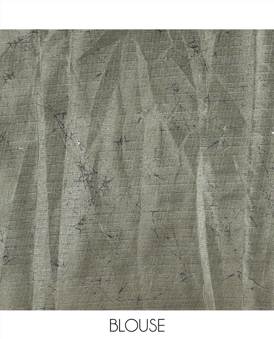 Cream and Green Art Khadi Cotton Saree, Adorned With Half-and-Half-style Floral Print On Its Body, Highlighted by Contrast Piping Border, Self-Pallu and Paired with a Contrast Blouse - Image 3