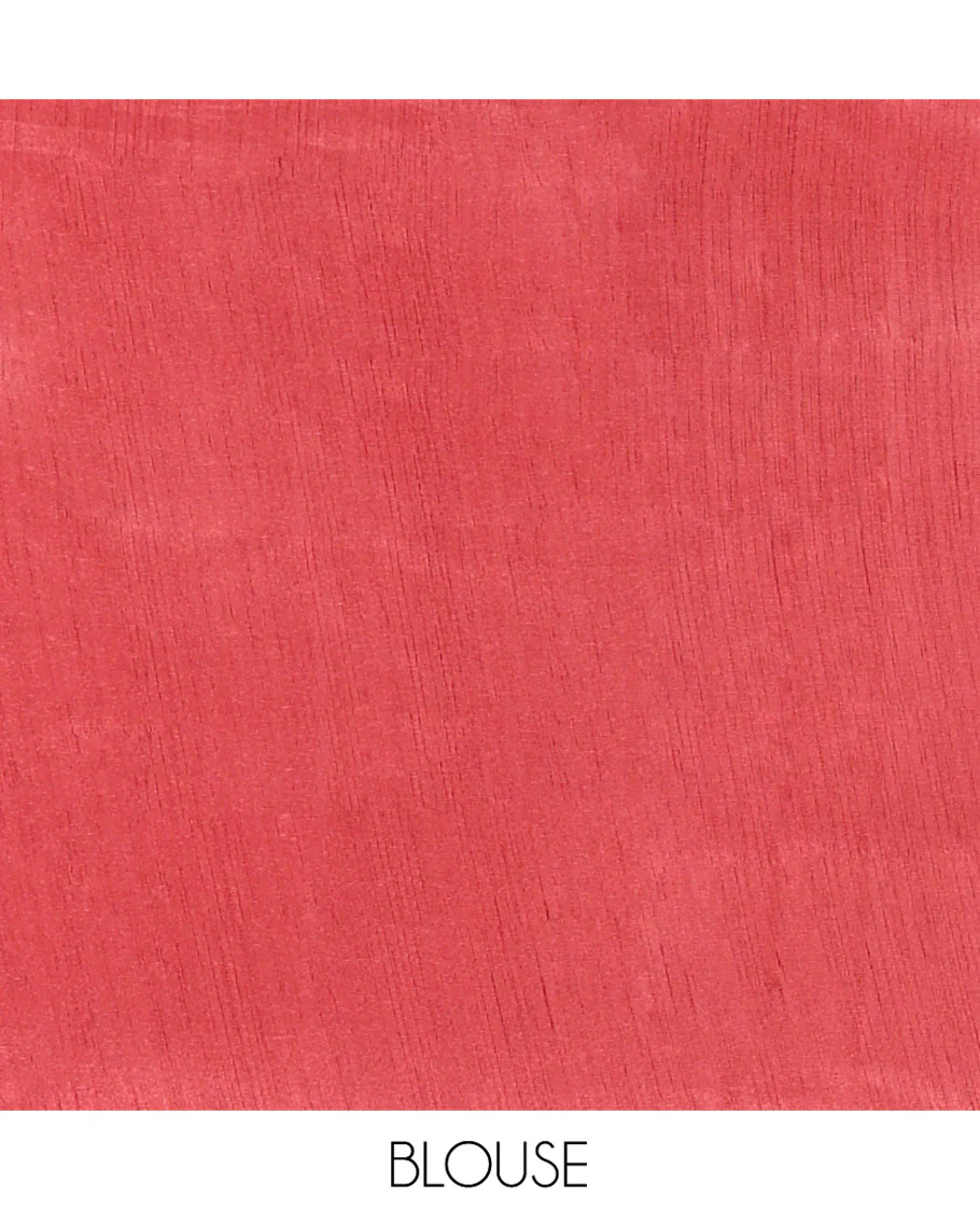 Cream and Onion Pink Jute Tussar Saree Subtly Adorned with Shibori Print, Captivating Contrast Border of Shibori Print, Pallu of the Same Shibori Print, and Comes with a Contrast Blouse - Image 3
