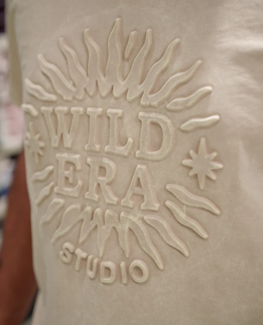 Cream Cotton-Blended Acid-Washed Oversized T-Shirt Comes with a Typographic-Embossed, a Crew Neck, Half Sleeves, and Regular Length - Image 6