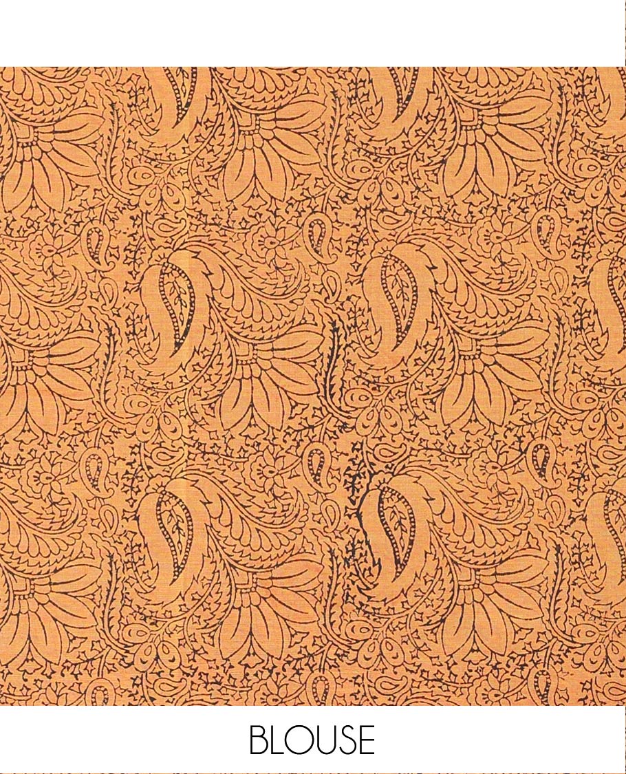 Cream South Cotton Saree Adorned with Deer Motifs Printed All Over Its Body, Complemented by a Contrast Plain Border, and Paired with a Contrast Floral Printed Blouse - Image 3