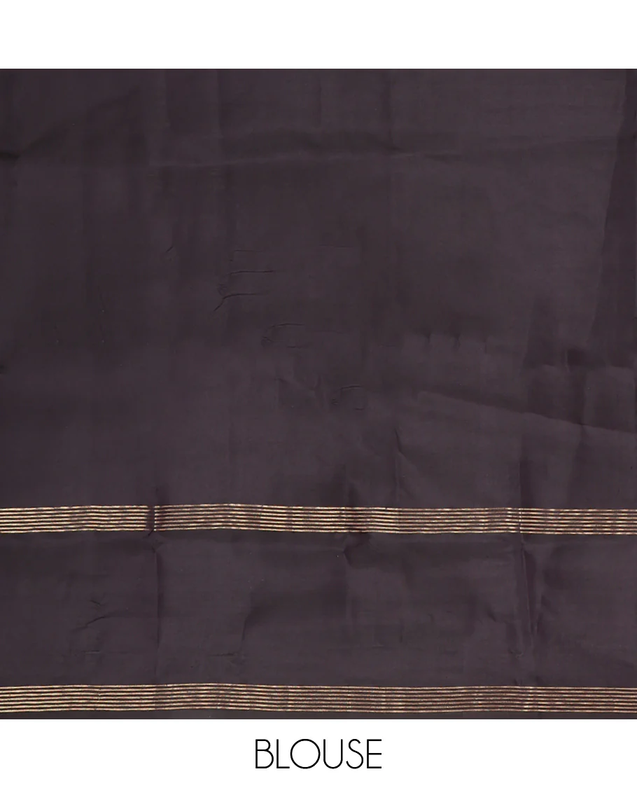 Dark Brown Vasundhara Silk Saree, Elevated with Zari Stripes, Highlighted by a Unique Zari Design Border, Jaal Pallu, and a Matching Blouse - Image 5