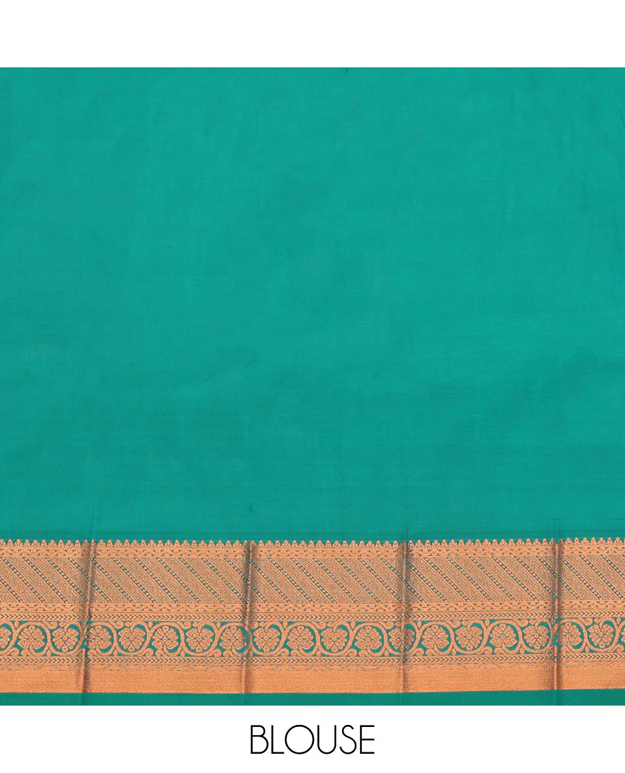Dark Green Budget Silk Saree, Graced with Zari Buttas and Checks All Over Its Body, Highlighted by a Traditional Zari Design Border, Grand Pallu, and Paired with a Matching Blouse - Image 4