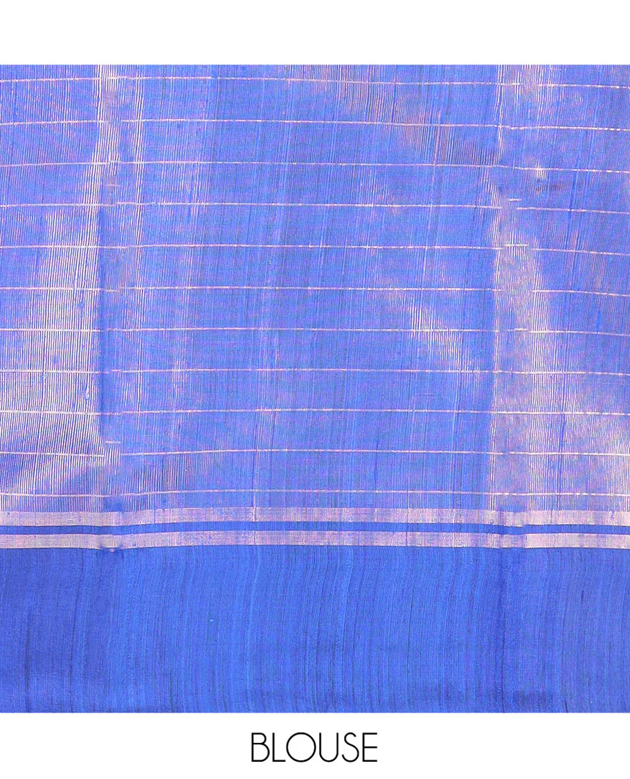 Pink Dupion Silk Saree Decked Up with Checks All Over Its Body, Complemented by a Contrast Border  of Unique Motifs in Zari, Grand Pallu Depicts Geometric Designs, and Paired with a Contrast Blouse - Image 5