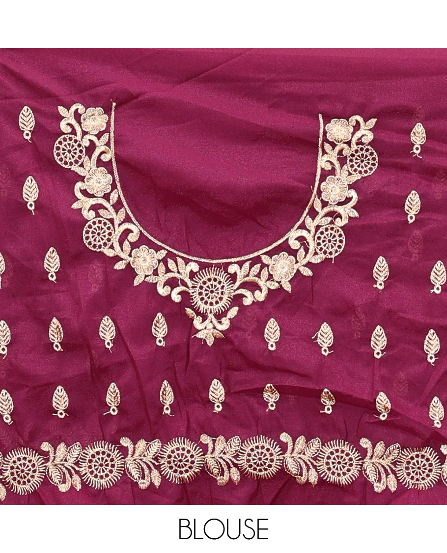 Green Art Silk Half Saree Features Buttas Steeped Skirt, Complemented by Contrast Traditional Border, Contrast Blouse, and a Embroidery Scallop Dhavani - Image 4