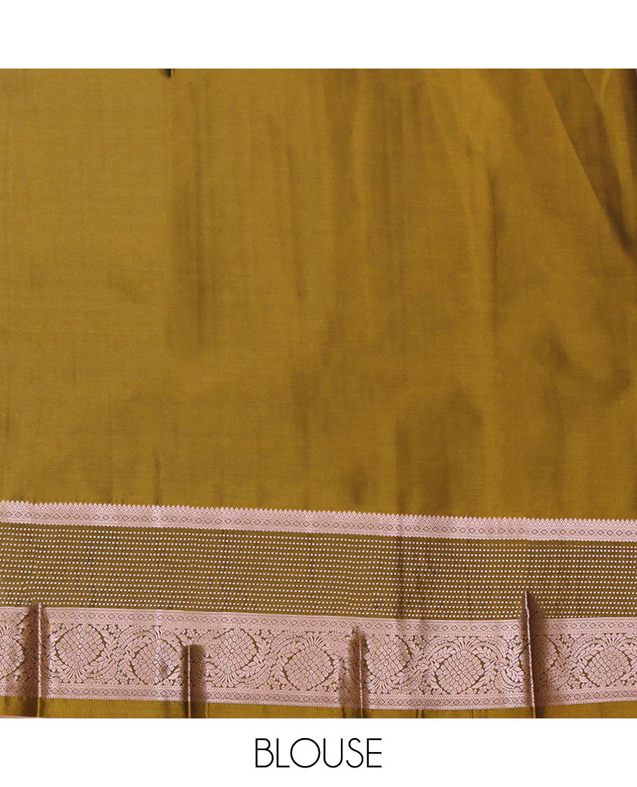 Green Budget Silk Saree, Beautified with Zari Buttas All Over Its Body, Highlighted by a Traditional Zari Design Border, Grand Pallu, and Paired with a Matching Blouse - Image 4
