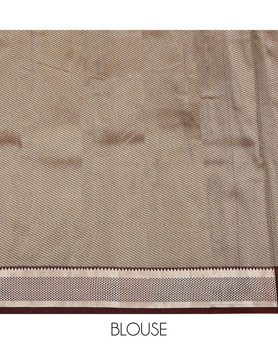 Green Budget Silk Saree, Beautified with Zari Buttas, Complemented by a Contrast Traditional Zari Design Border, Grand Pallu, and Paired with a Contrast Blouse - Image 4