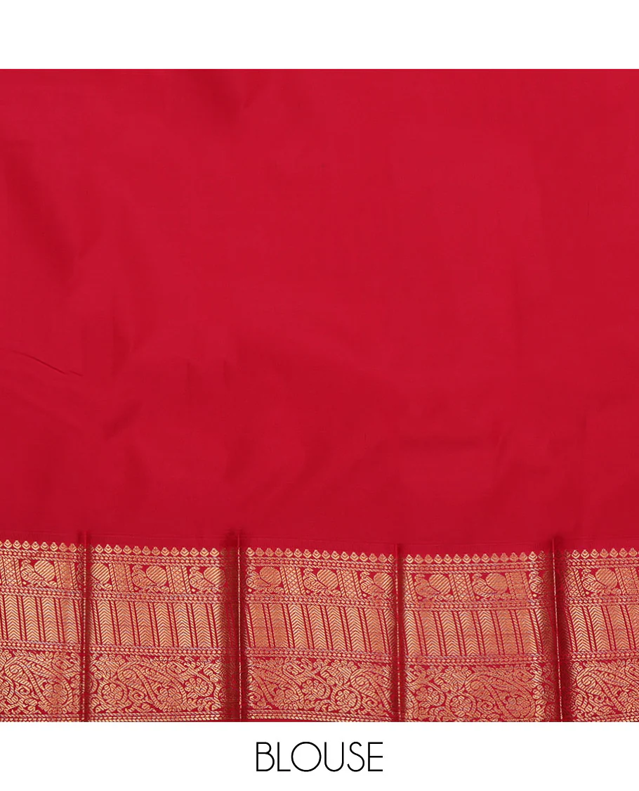 Green Budget Silk Saree, Highlighted with Paisley Butta Enclosed Checks All Over Its Body, Complemented by a Contrast Traditional Zari Design Border, Grand Pallu, and Paired with a Contrast Blouse - Image 4