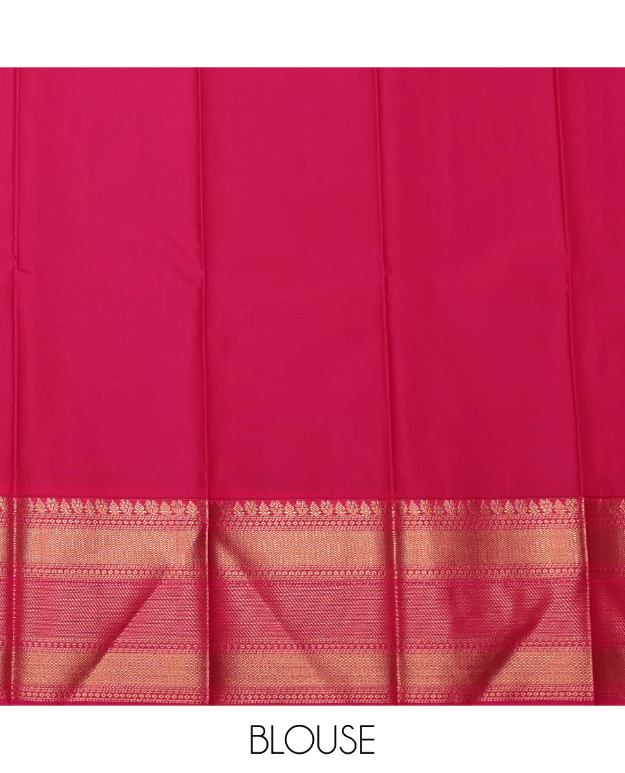 Green Budget Silk Saree, Highlighted with Paisley Buttas and Stripes All Over Its Body, Complemented by a Contrast Traditional Zari Border, Grand Pallu, and Paired with a Contrast Blouse - Image 4