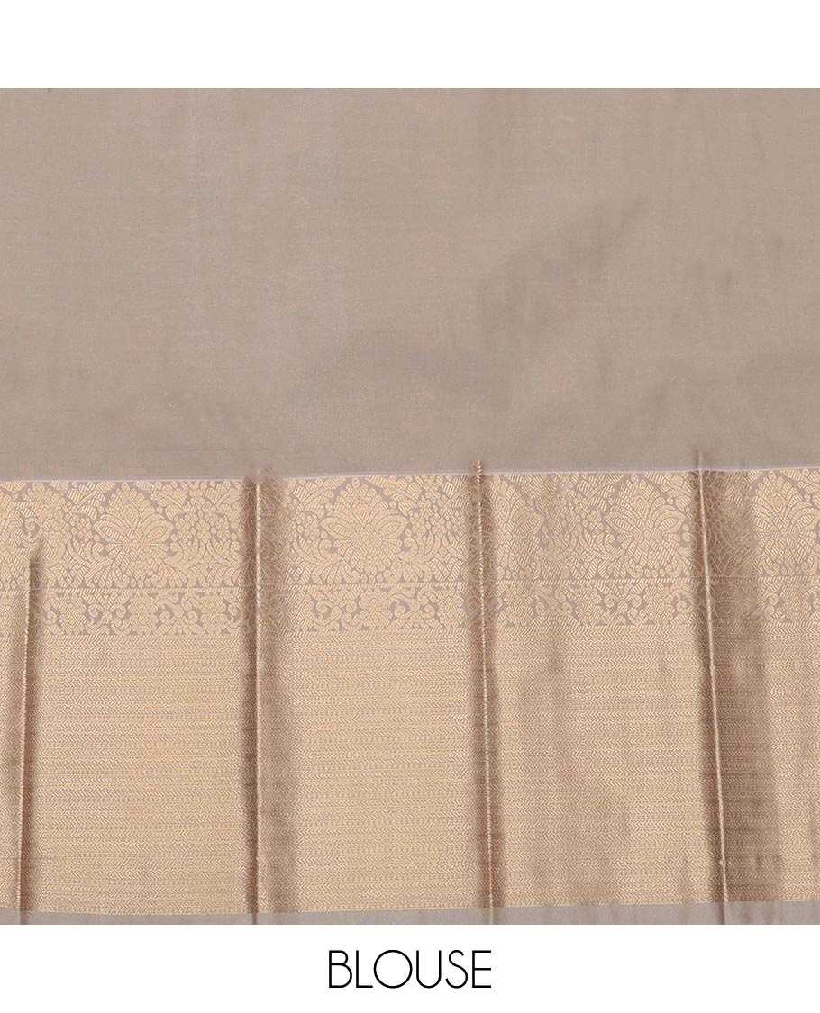 Green Budget Silk Saree, Mesmerized with Zari Buttas All Over Its Body, Complemented by Contrast Traditional Zari Designs Woven Border, Grand Pallu and Paired with a Contrast Blouse - Image 4
