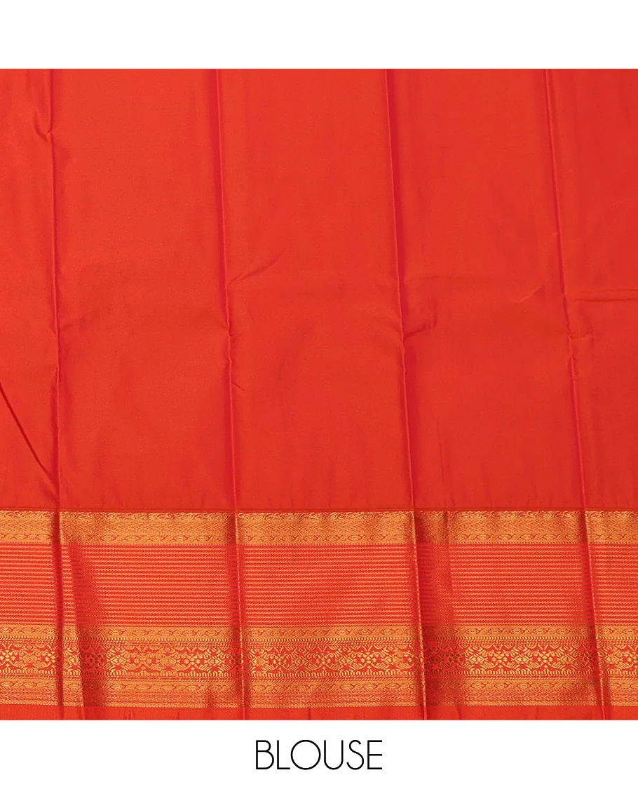 Green Budget Silk Saree, Showcasing Zari Buttas All Over Its Body, Complemented by a Contrast Traditional Zari Design Border, Grand Jaal Pallu, and Paired with a Contrast Blouse - Image 4