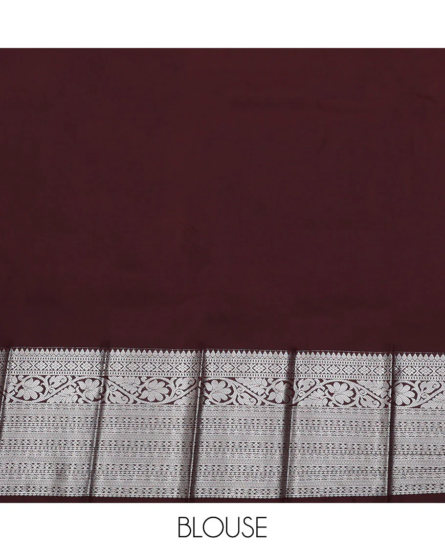 Green Budget Silk Saree, Sparsely Threaded with Buttas All Over Its Body, Complemented by a Contrast Traditional Zari Design Border, Grand Pallu, and Paired with a Contrast Blouse - Image 4