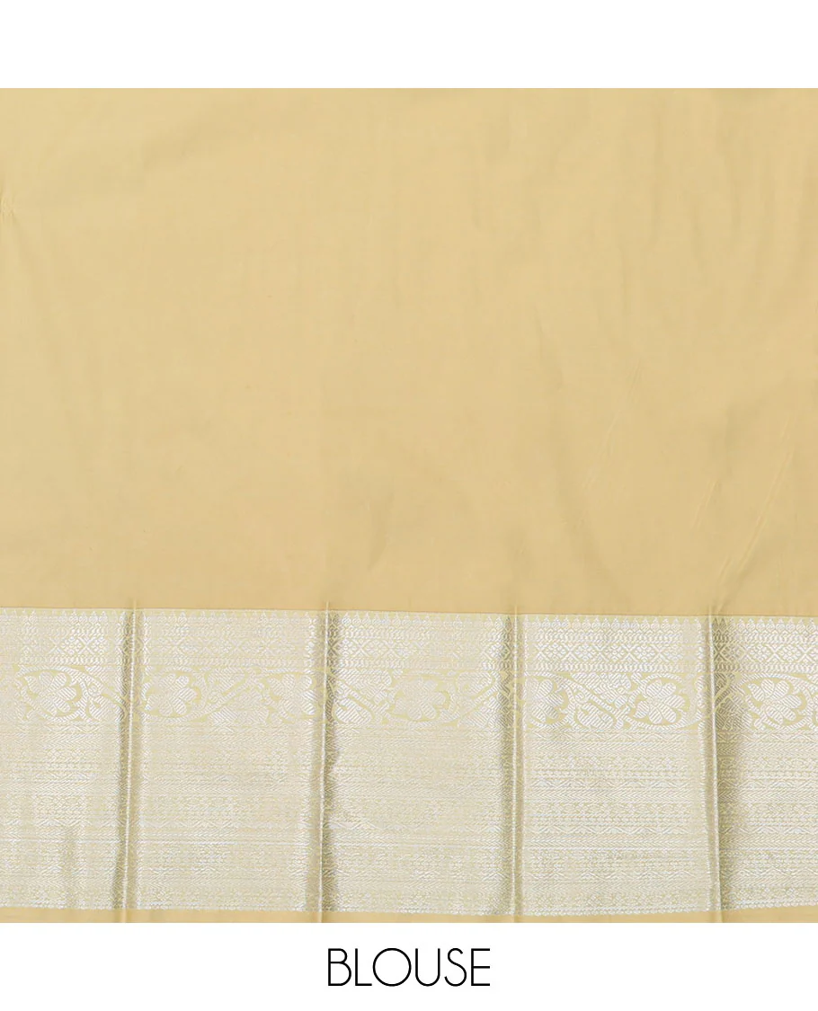 Green Budget Silk Saree, Subtly Sparkled with Buttas All Over Its Body, Complemented by a Contrast Traditional Zari Design Border, Grand Pallu, and Paired with a Contrast Blouse - Image 4