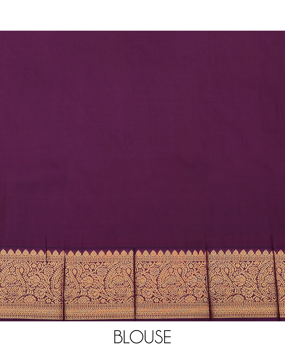 Green Budget Silk Saree, Woven with Zari Buttas All Over Its Body, Complemented by a Contrast Traditional Zari Design Border, Grand Pallu, and Paired with a Contrast Blouse - Image 4