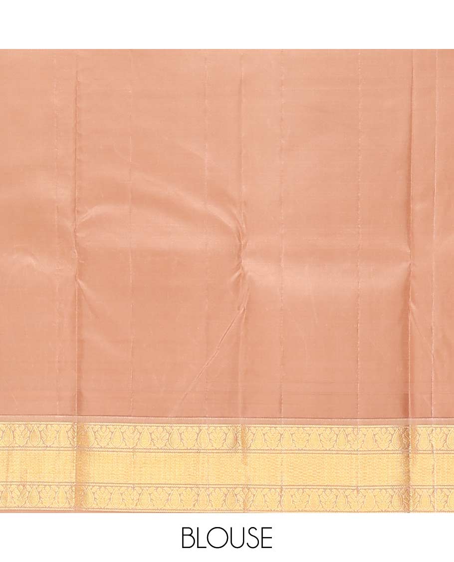 Green buttas Bangalore silk saree, contrast temple traditional zari border, and pallu of jaal designs - Image 6