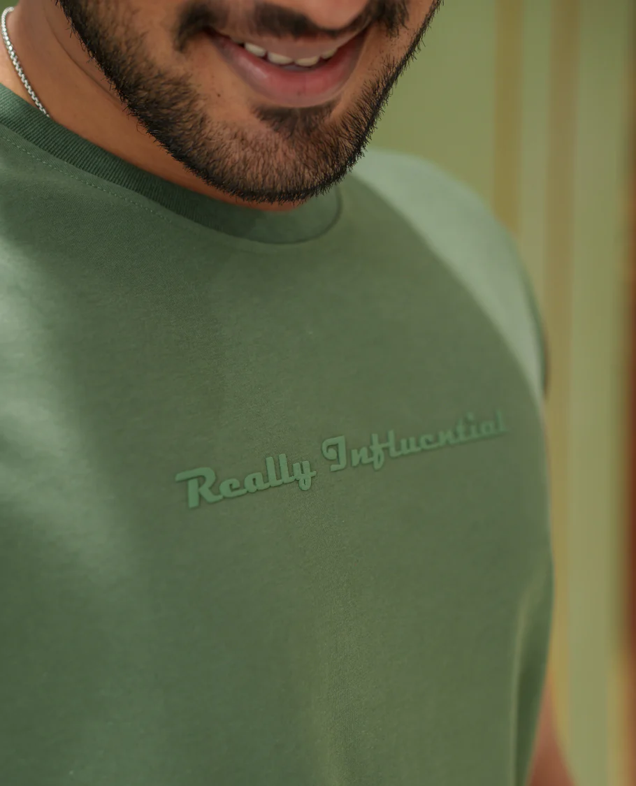 Green Cotton-Blended Ombre-Dyed T-Shirt Comes with Typographic Print, Crew Neck, Half Sleeves, Slim Fit, and Regular Length - Image 6