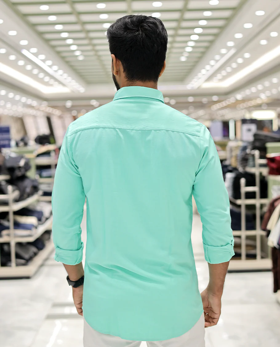 Green Cotton-Blended Party Wear Shirt, Comes with Floral Print, Full Sleeves, a Spread Collar, a Slim Fit, and Regular Length - Image 4