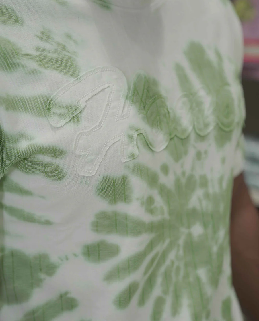 Green Cotton-Blended T-Shirt, Subtly Designed with Tie-Dye Style Shibori Print, Comes with a Crew-Neck, Half-Sleeves, Slim Fit, and Regular Length - Image 5