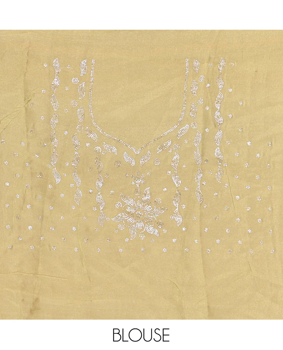 Green Designer Saree, Gleamed up with Stone Work All Over Its Body, Highlighted by Stone Embroidered Border, And Paired with a Matching Blouse - Image 5