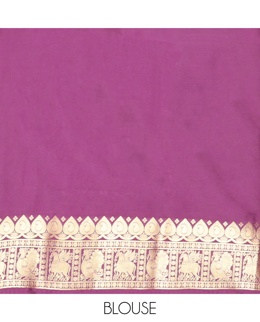 Green Elite Soft Silk Saree, Elevated with Zari Buttas All Over Its Body, Complemented by Contrast Border Steeped with Zari Buttas, Grand Jaal Design Pallu, and Paired with a Contrast Blouse - Image 4