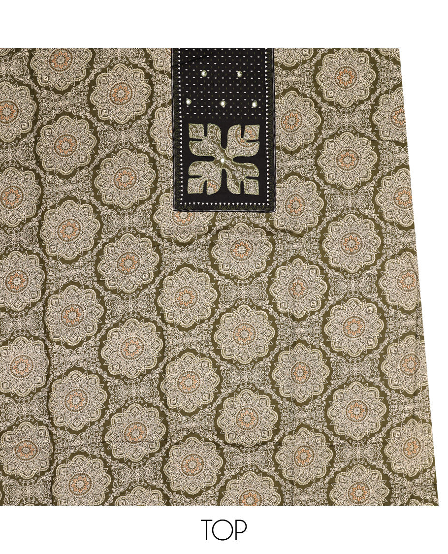 Green Material Chudidar Set, Decked Up with Intricately Printed and Neck Work on Cotton Top, a Contrast Plain Cotton Bottom, and Paired with a Warli-Printed Cotton Dupatta - Image 2