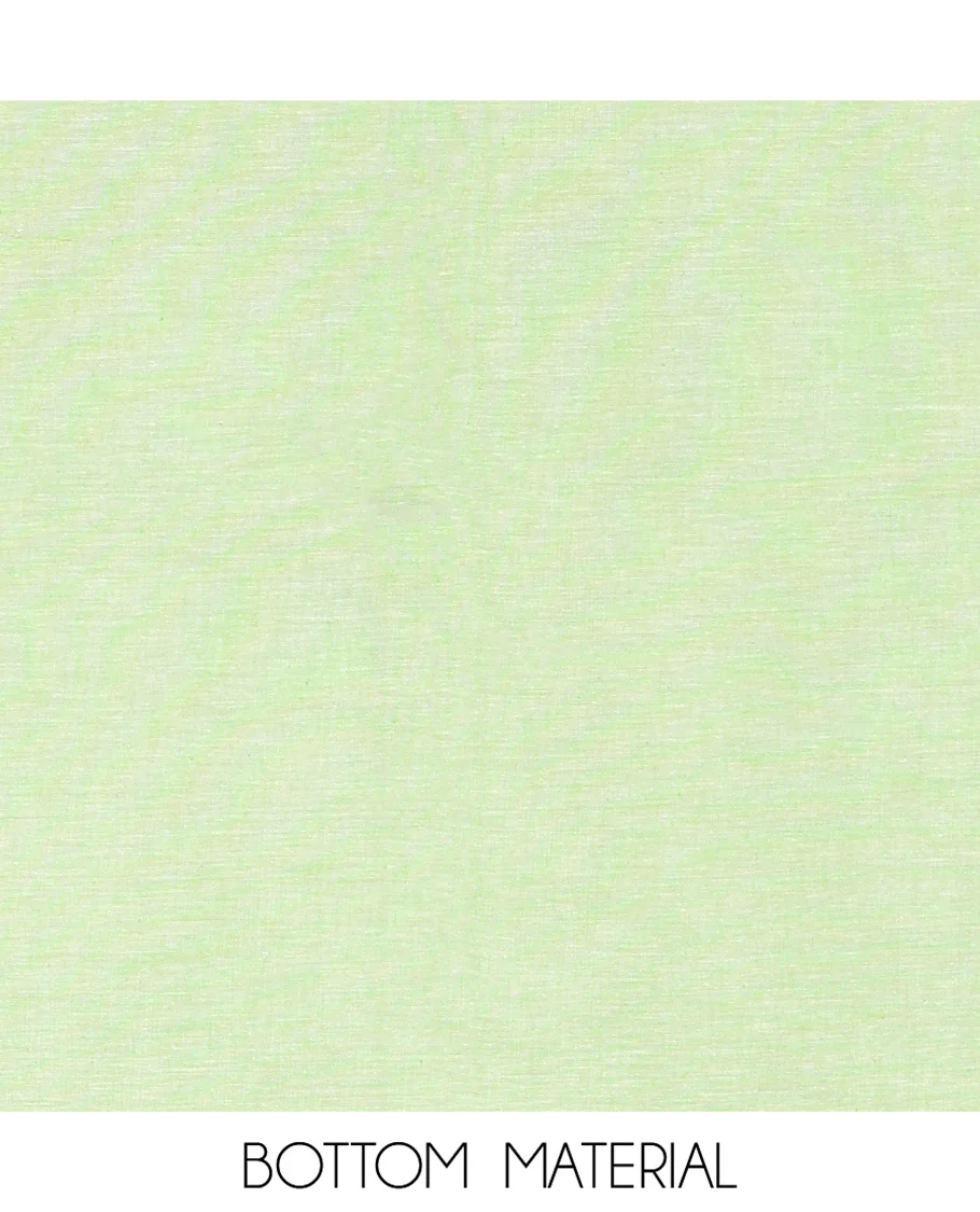 Green Material Chudidhar Set Featuring Delicately Ikkat Woven Handloom Cotton Top, Plain Cotton Bottom, and Handloom Cotton Ikkat Textured Dupatta - Image 5