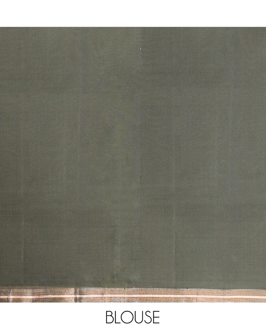 Green Mayuri Soft Silk Saree, Steeped in Richness with Paisley Buttas on Its Body, Subtle Zari Piping Border, Pallu of Jaal Designs, and Paired with Matching Blouse - Image 6