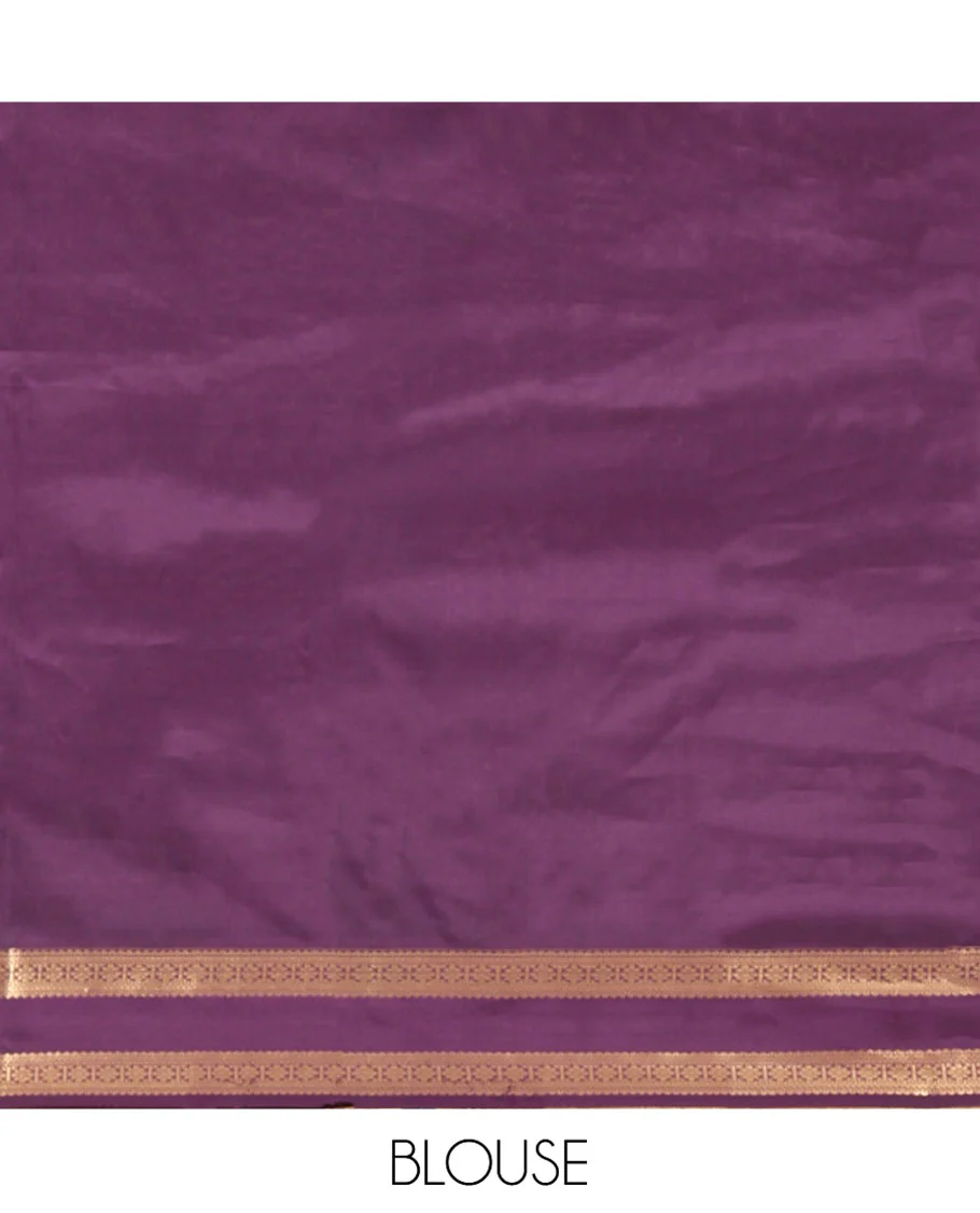 Green Vasundhara Lite Silk Mix Saree, Crafted with Kamalam Buttas All Over Its Body, Complemented by Contrast Rettai Pettu Border of Muthu, Kathir, and Kamalam Designs, Grand Jaal Pallu, and Paired with a Contrast Blouse - Image 6